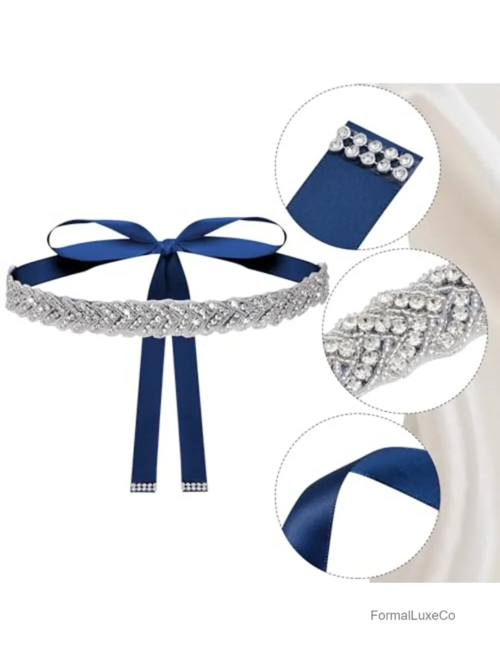 Rhinestone Wedding Waist Belt with Hand-Set Rhinestones, Satin, Adjustable Up